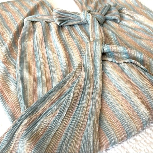 Mestiza New York Reina Trousers High Waist Wide Leg Metallic Pastel Silver M - Picture 9 of 16